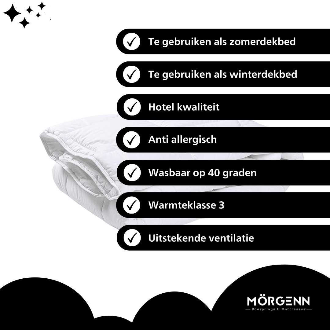 Mörgenn Luxe Hotel Dekbed The Original - Anti Allergie - Micropercale Tijk - Warmteklasse 3 - Diverse maten