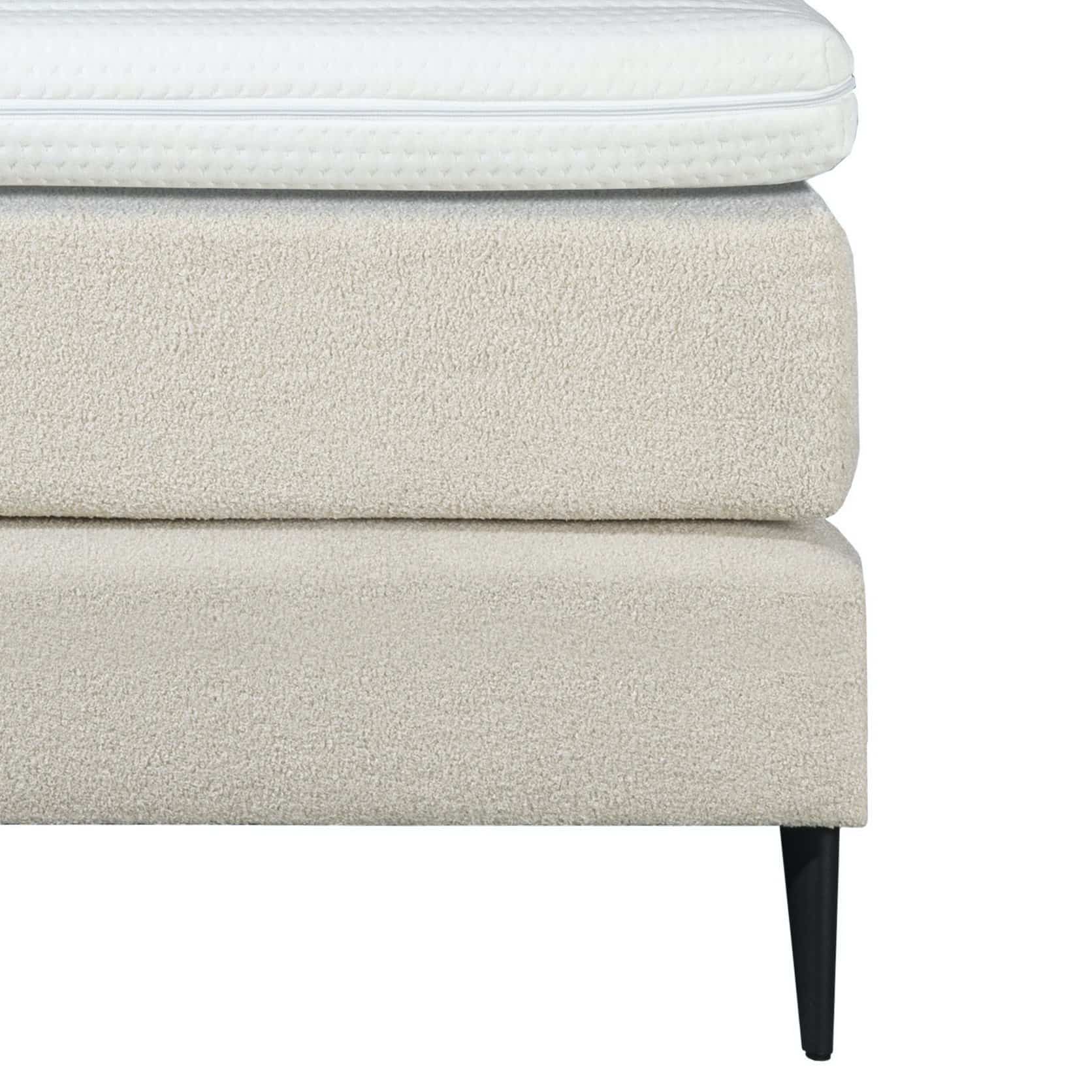 Mörgenn Boxspring Bouclé - Pocketvering - Luxe Curvy Hoofdbord