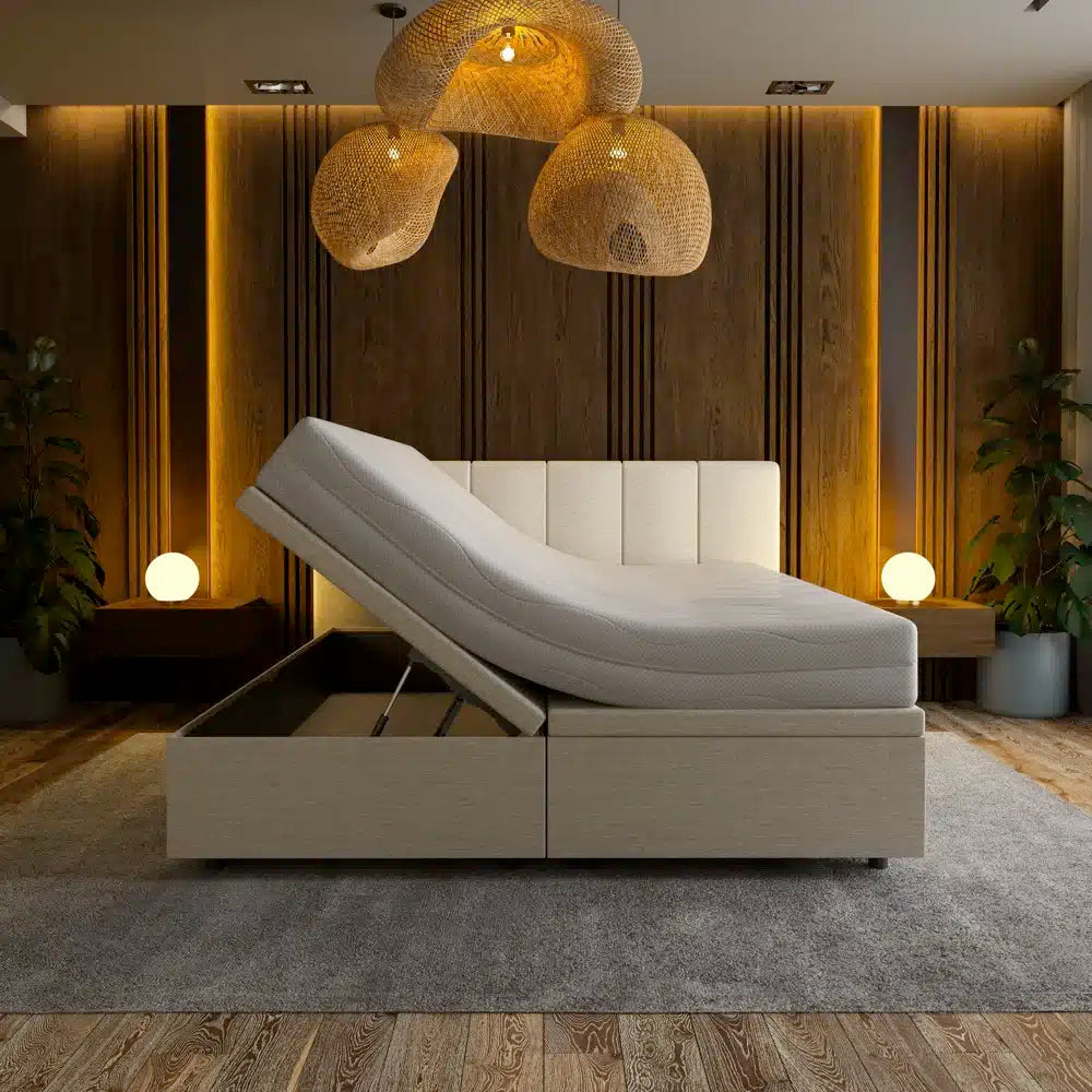 Mörgenn Opbergboxspring Havn met klep - Boxspring zonder matras met opbergruimte