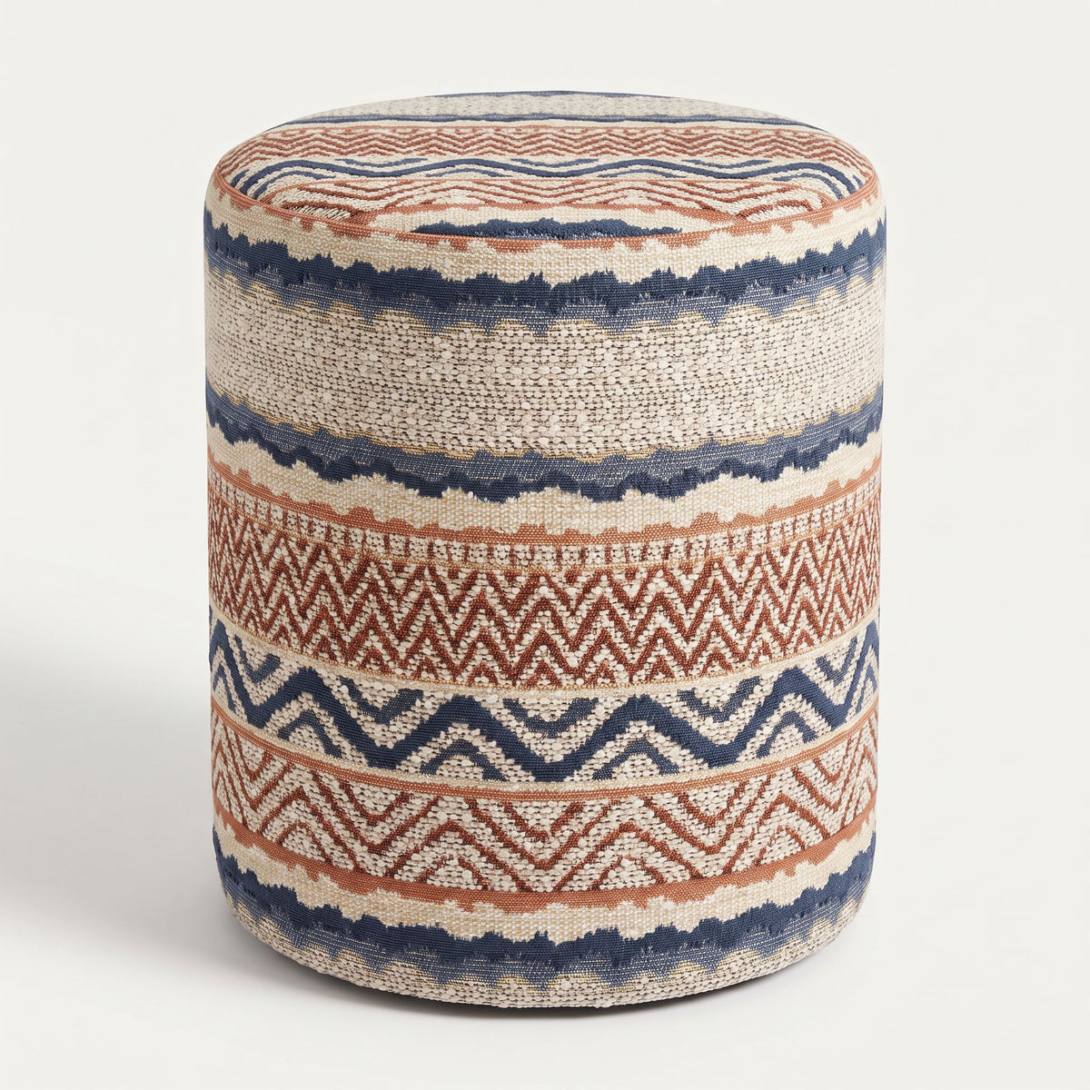 Mörgenn Poef Stripe Terra Blue - 9 maten - Handgemaakt in Nederland