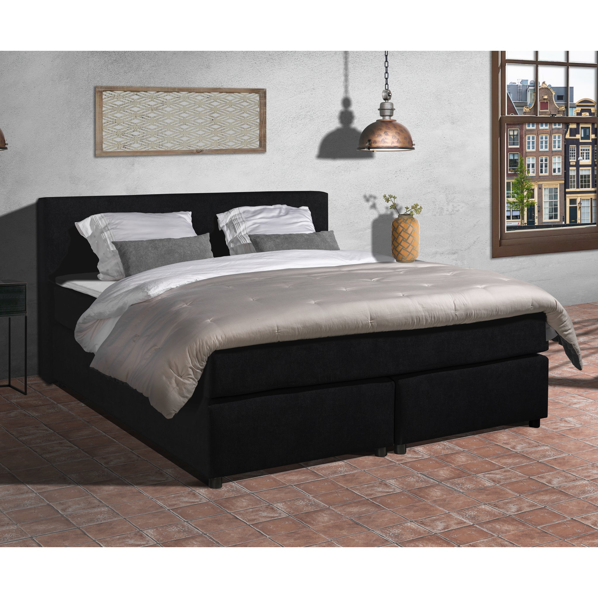 Mörgenn Boxspring Amsterdam - Pocketvering - Inclusief Dekbed en Kussens