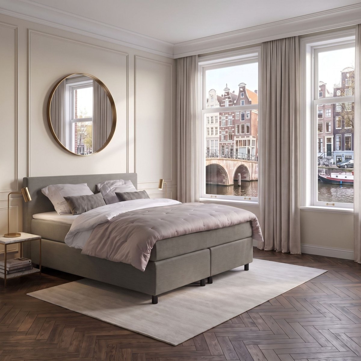 Mörgenn Boxspring Amsterdam - Strak Hoofdbord + Dekbed en Kussens 80 x 200 Donkerblauw - Mörgenn