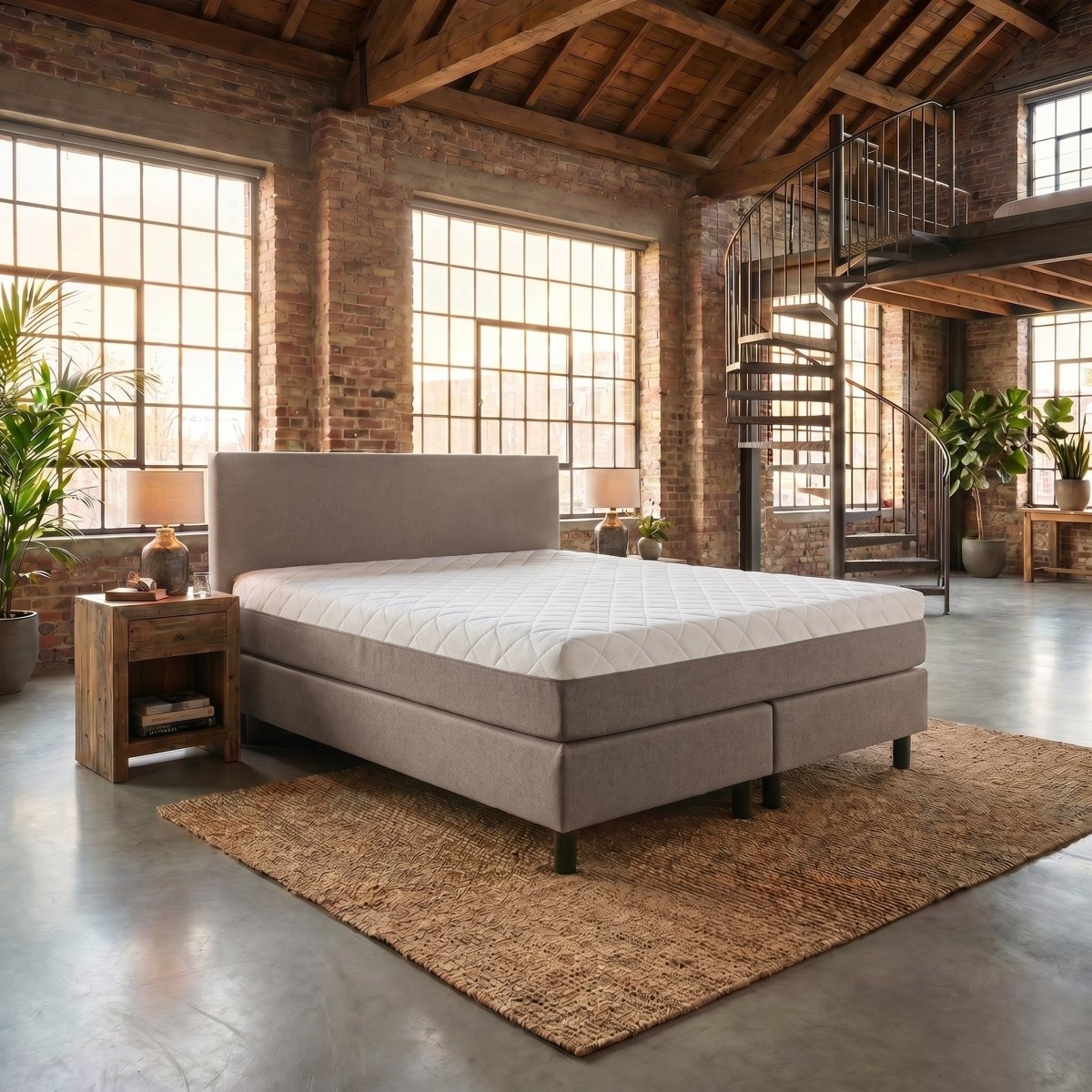 Mörgenn Boxspring Basic - Pocketvering - Matras met Geïntergreerde Topmatras 140 x 200 Taupe - Mörgenn
