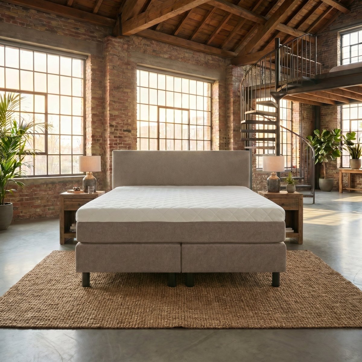 Boxspring Basic in beige, tweepersoons boxspring van Mörgenn