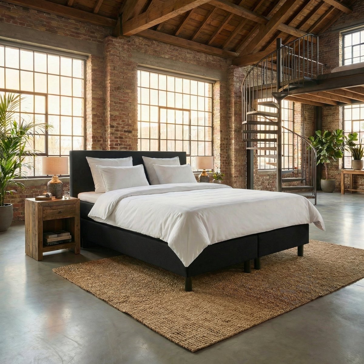 Mörgenn Boxspring Basic - Pocketvering - Matras met Geïntergreerde Topmatras 140 x 200 Zwart - Mörgenn
