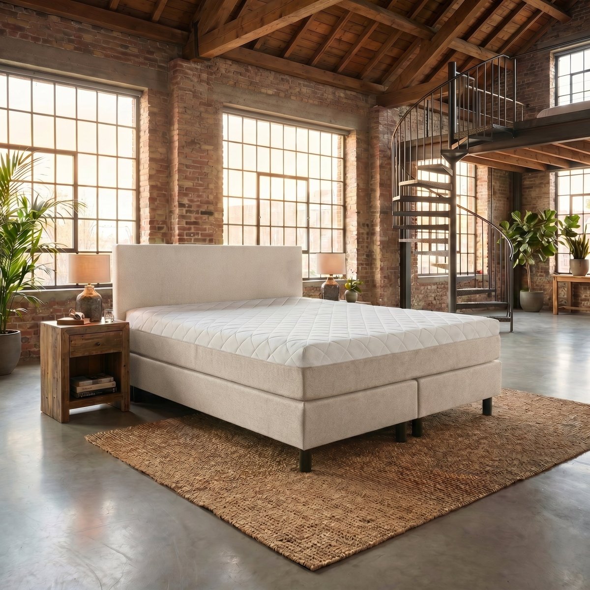 Mörgenn Boxspring Basic - Pocketvering - Matras met Geïntergreerde Topmatras 140 x 200 Beige - Mörgenn