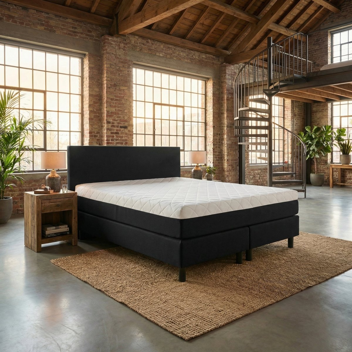Mörgenn Boxspring Basic - Pocketvering - Matras met Geïntergreerde Topmatras 140 x 200 Zwart - Mörgenn