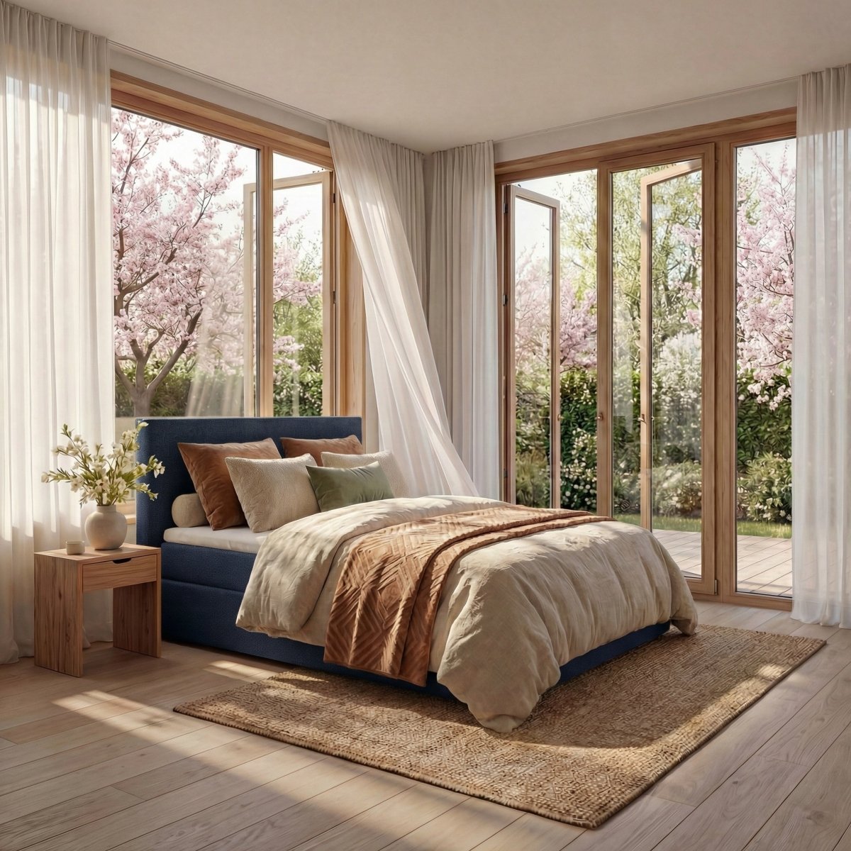 Mörgenn Boxspring Lounge - Pocketvering - Luxe Topper - Alle kleuren - Alle maten 80 x 200 Donkerblauw - Mörgenn