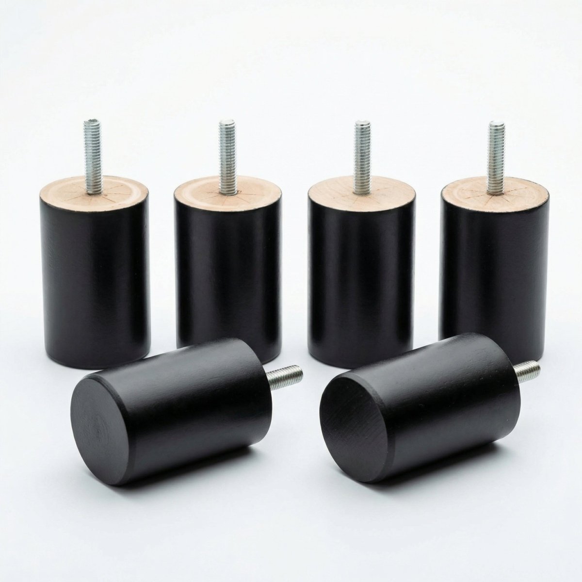 Mörgenn Boxspringpoten Zwart Ronde Poot 6cm Set van 6 - Mörgenn