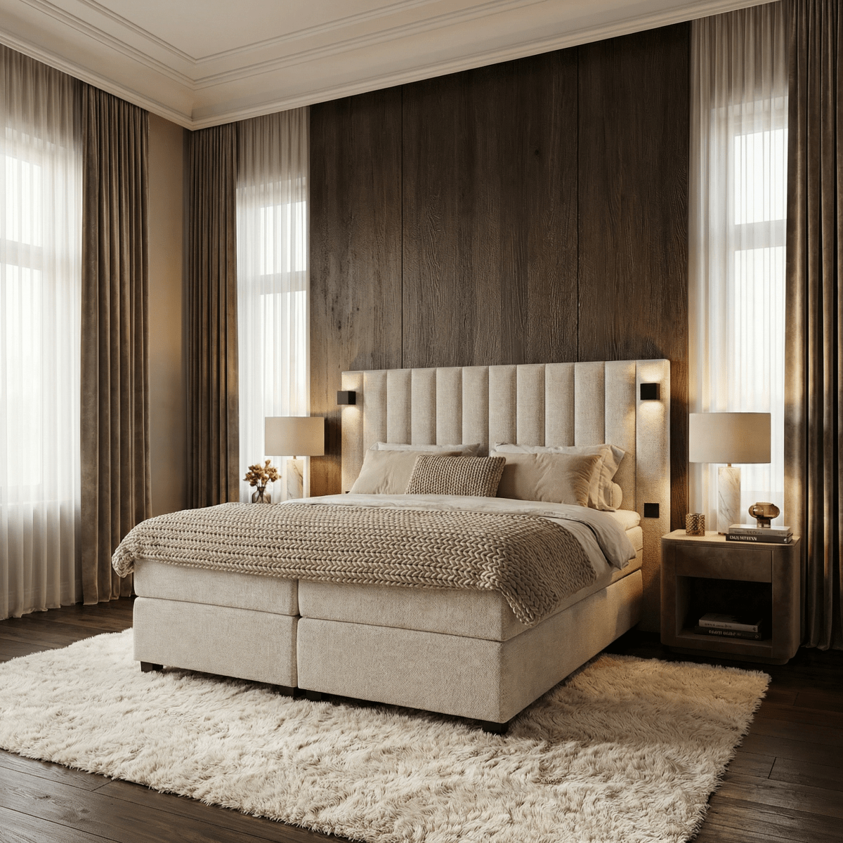 Mörgenn Luxe Boxspring Carambola - Met of zonder verlichting - 12 baans hoofdbord 140x200 cm Zonder USB stopcontact en verlichting - Mörgenn