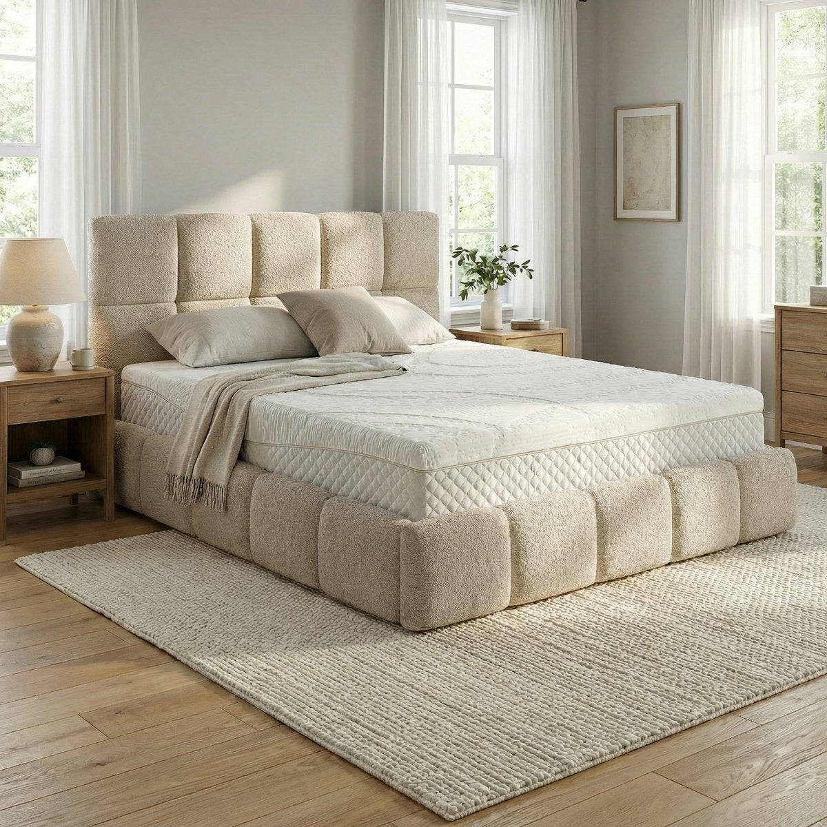 Mörgenn Bed Calma - Luxe ledikant met opbergruimte - Met of zonder matras 140x200 Beige (Anthology 02) Geen matras - Mörgenn