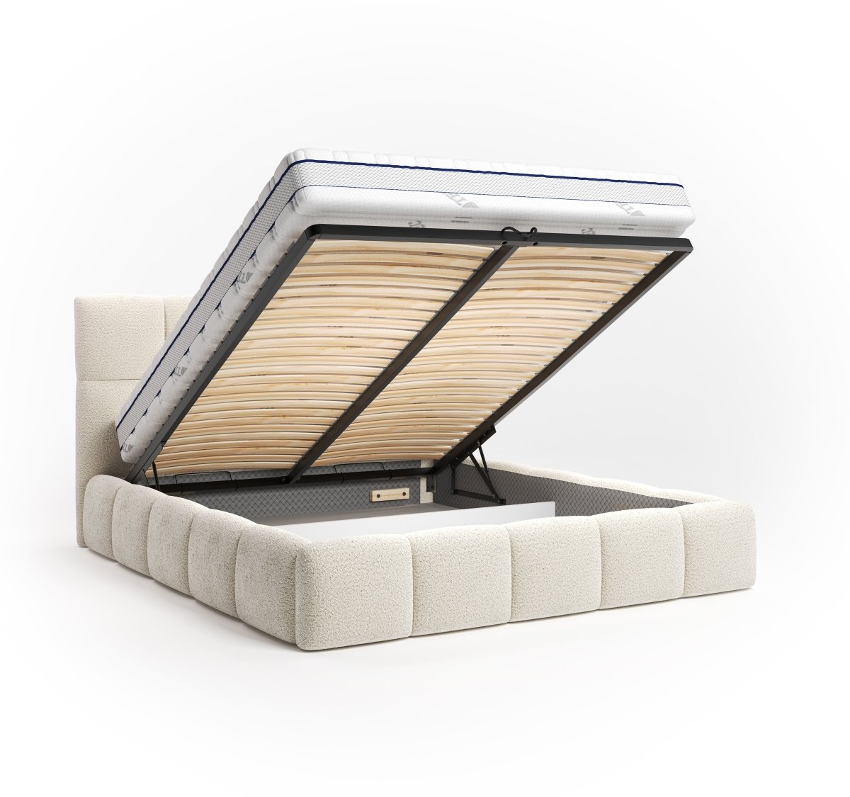 Mörgenn Bed Calma - Luxe ledikant met opbergruimte - Met of zonder matras 160x200 Beige Geen matras - Mörgenn