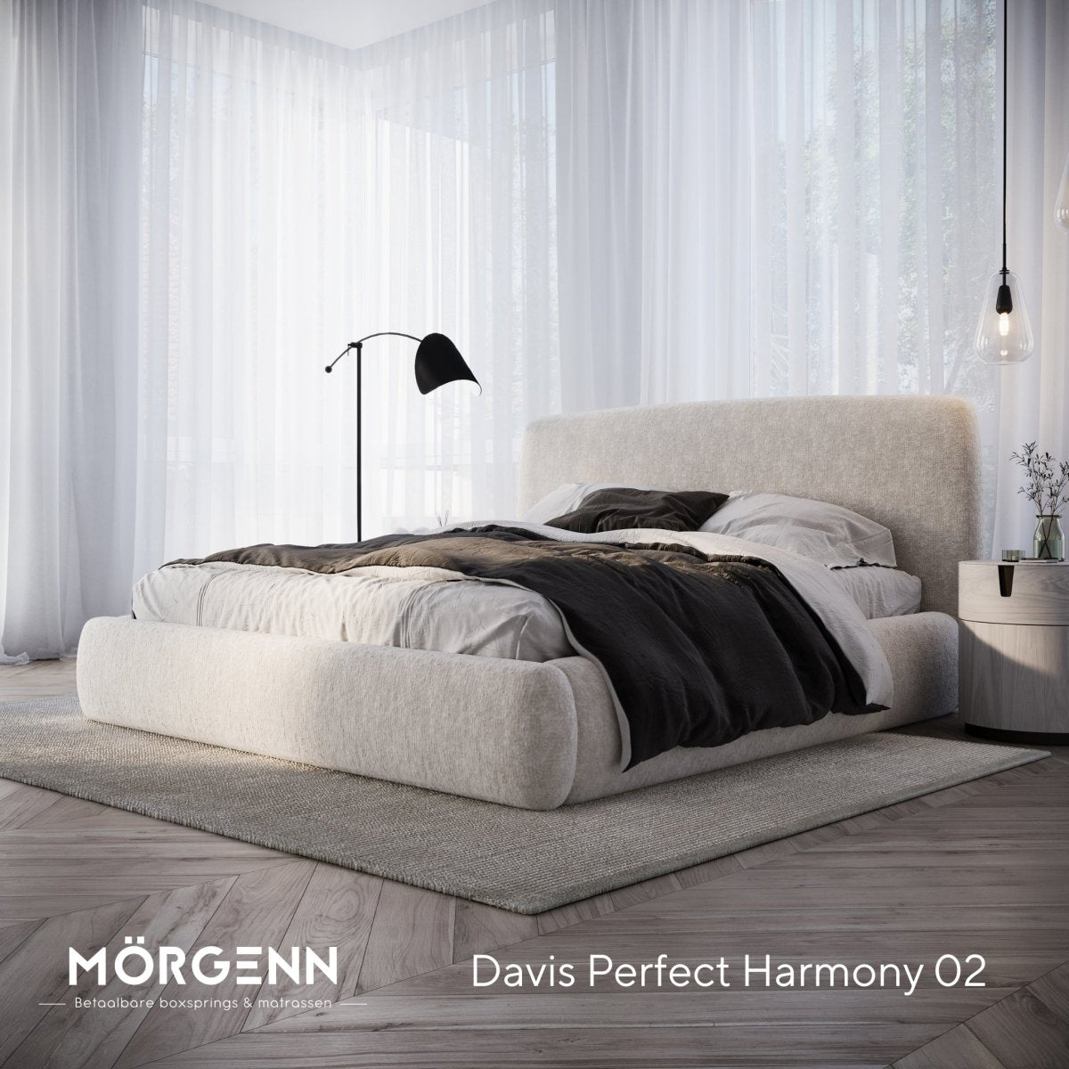 Mörgenn Bed Dune - Luxe ledikant met opbergruimte - Met of zonder matras 140x200 cm Beige (Perfect Harmony 02) Geen matras - Mörgenn