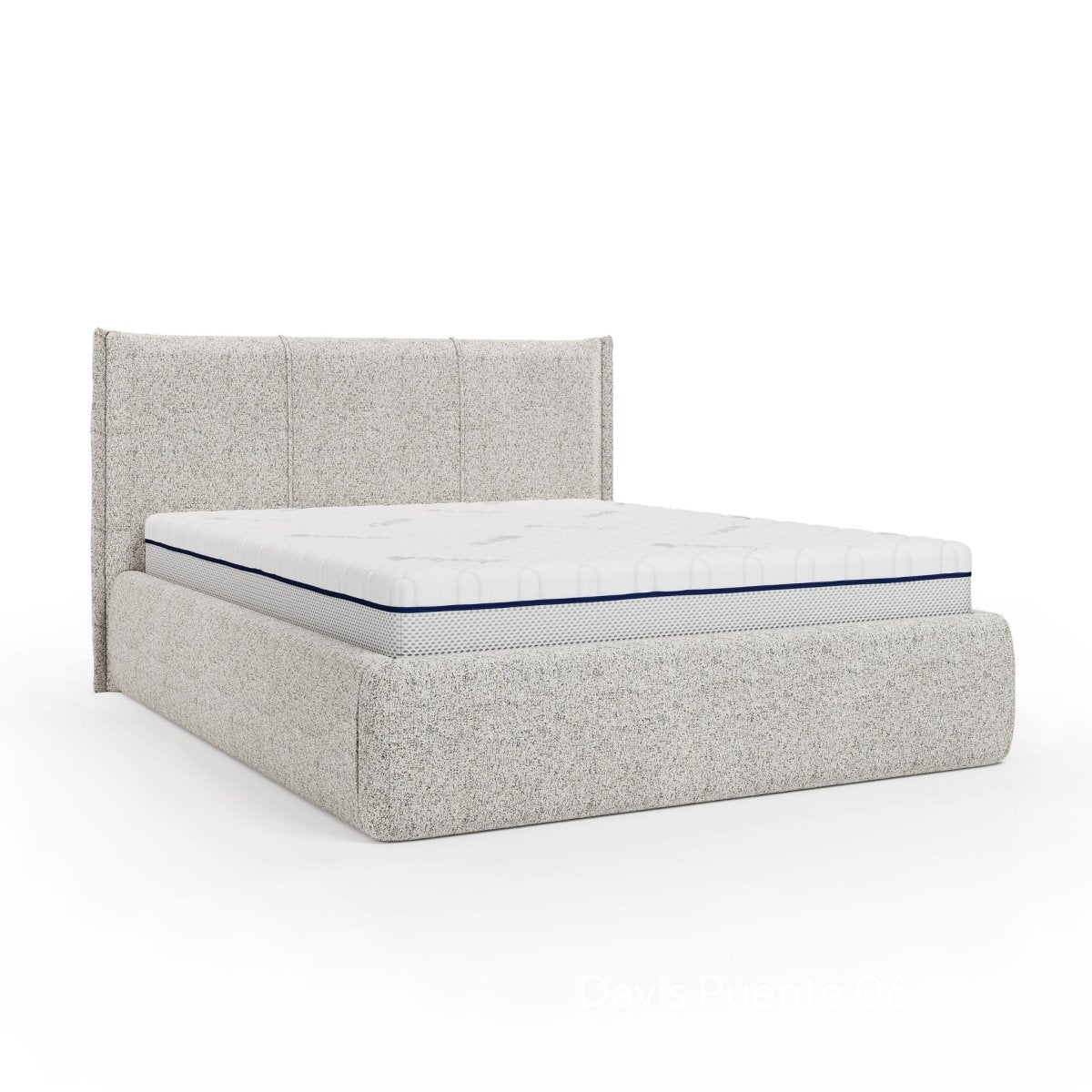 Mörgenn Bed Nordberg - Luxe bed met Elektrische opbergruimte 140x200 cm Grijs Melange (Puente 06) Geen matras - Mörgenn