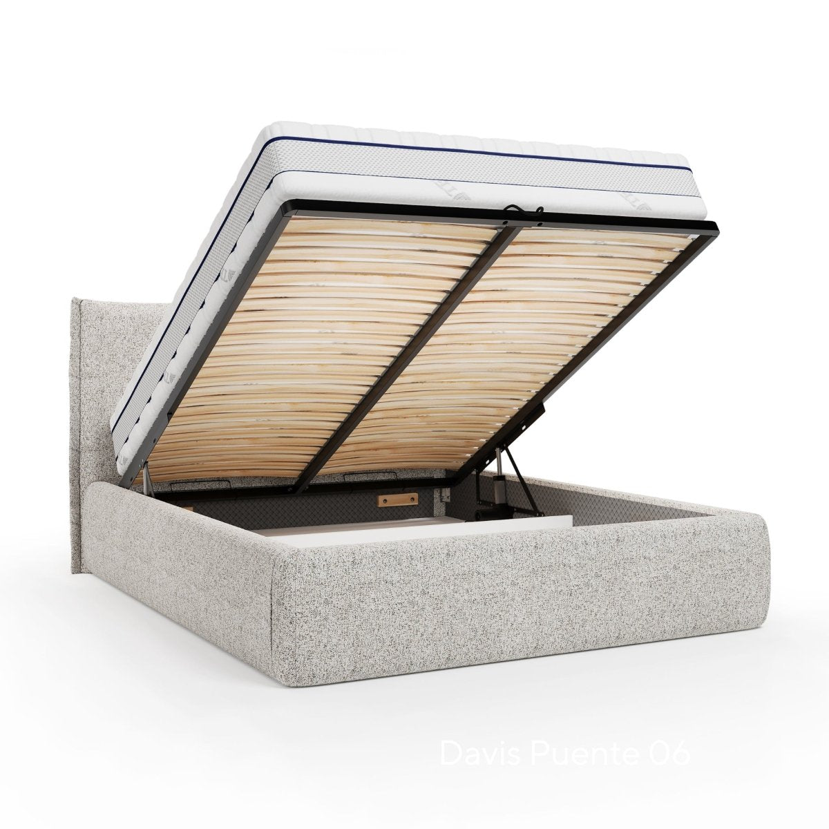 Mörgenn Bed Nordberg - Luxe bed met Elektrische opbergruimte 140x200 cm Grijs Melange (Puente 06) Geen matras - Mörgenn