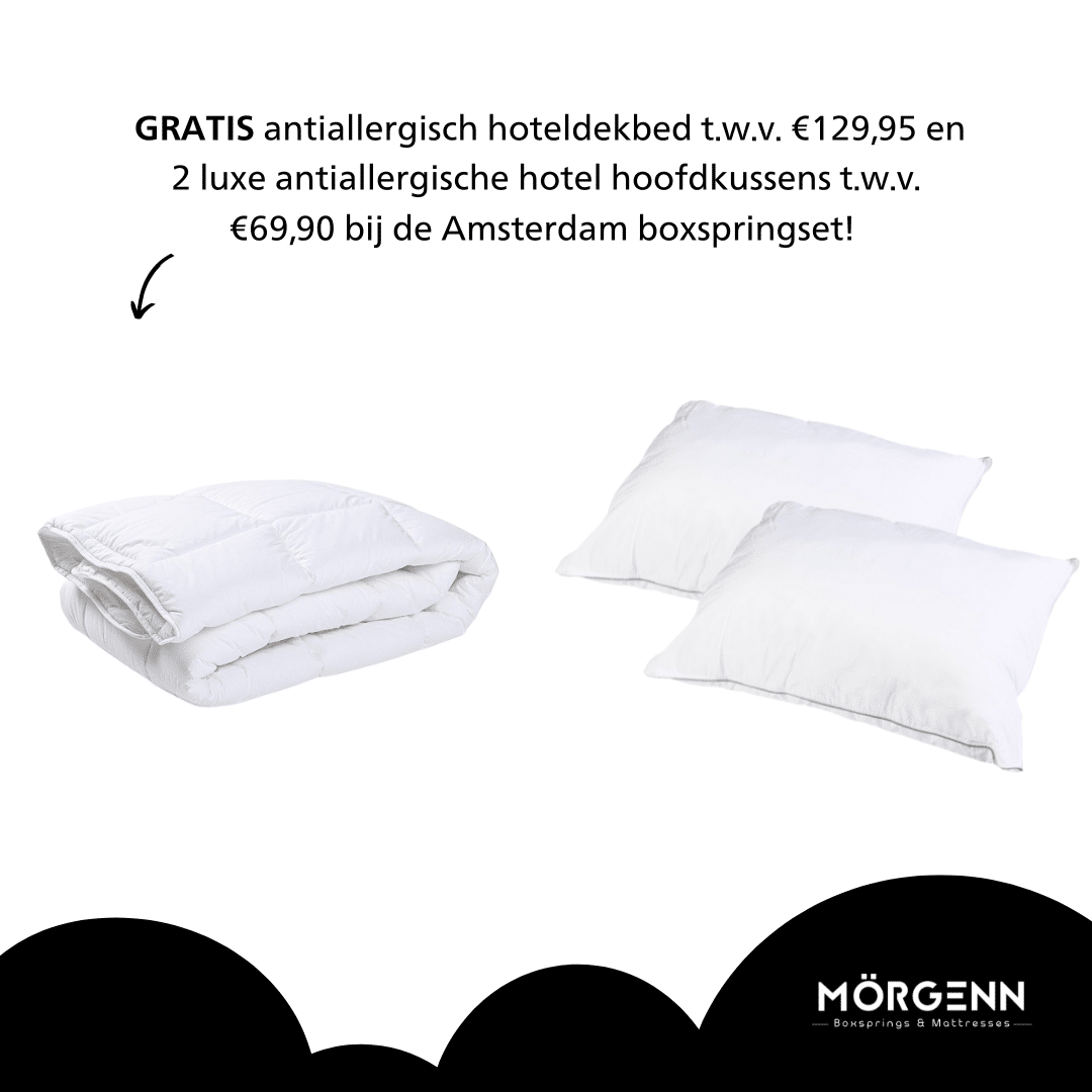 Mörgenn Boxspring Amsterdam - Pocketvering - Inclusief Dekbed en Kussens 80 x 200 Teddy Beige - Mörgenn