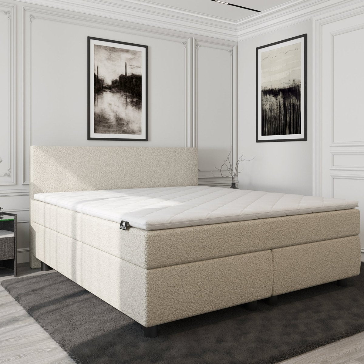 Mörgenn Boxspring Amsterdam - Pocketvering - Inclusief Dekbed en Kussens 80 x 200 Teddy Beige - Mörgenn