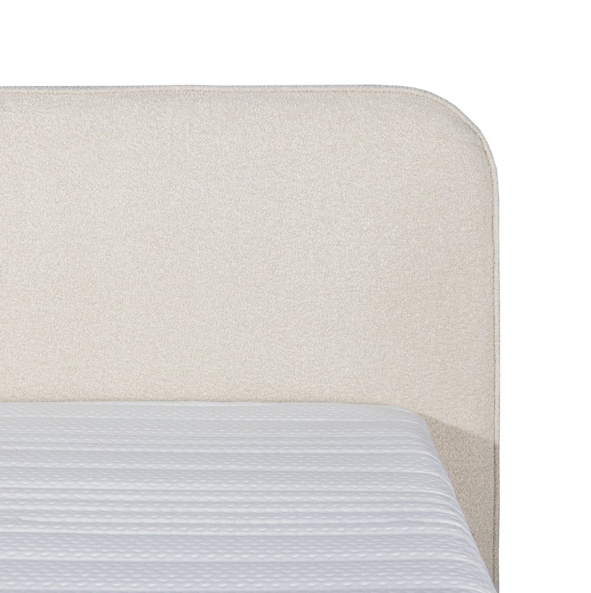 Mörgenn Boxspring Bouclé - Pocketvering - Luxe Curvy Hoofdbord 90x200 Teddy Beige - Mörgenn
