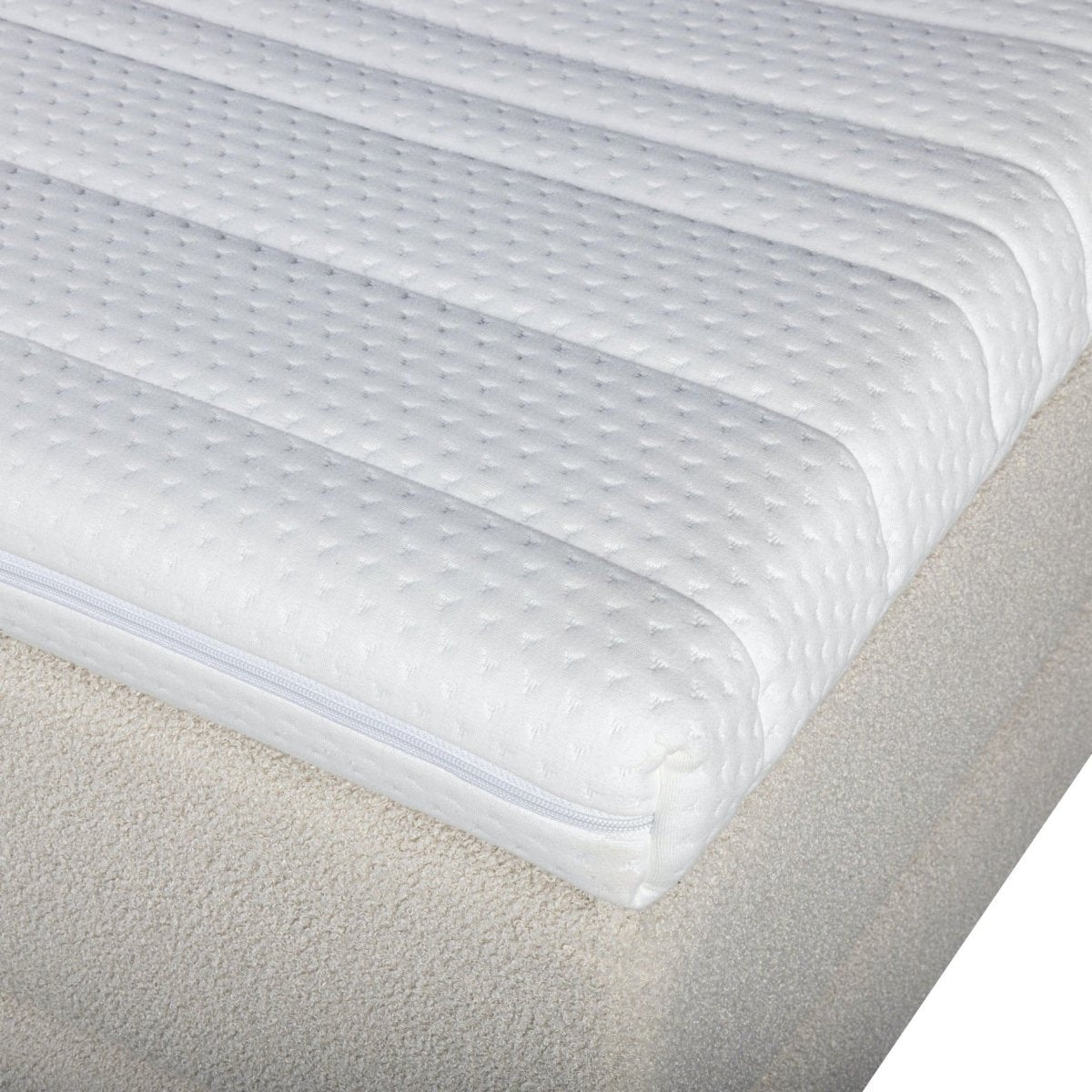 Mörgenn Boxspring Bouclé - Pocketvering - Luxe Curvy Hoofdbord 90x200 Teddy Beige - Mörgenn
