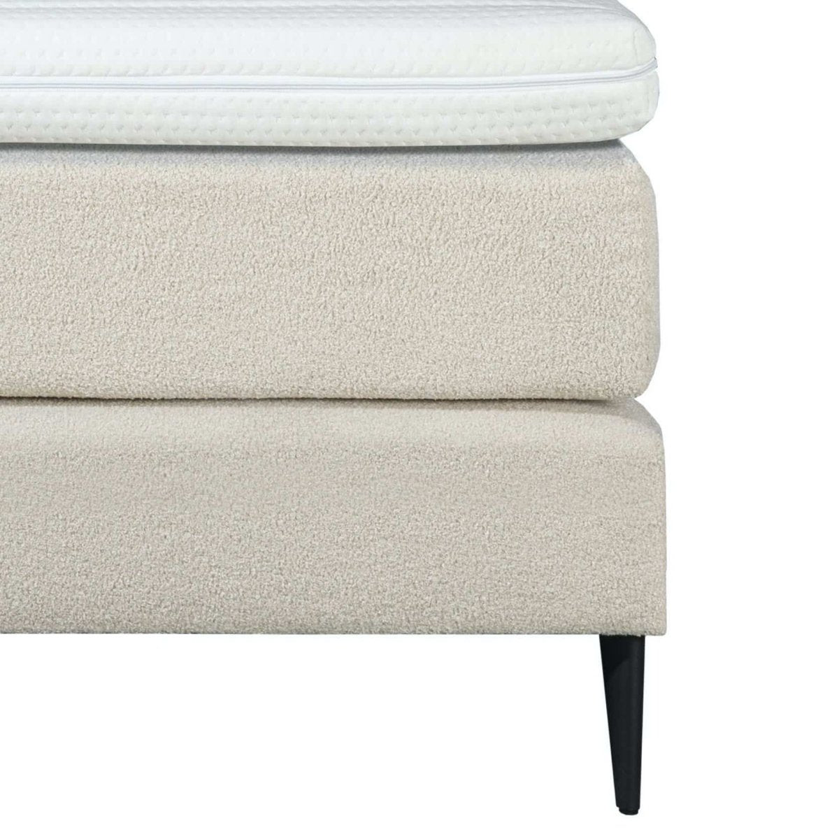 Mörgenn Boxspring Bouclé - Pocketvering - Luxe Curvy Hoofdbord 90x200 Teddy Beige - Mörgenn