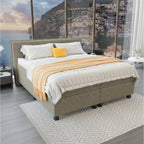 Mörgenn Boxspring Capri - Hoofdbord met bies - Pocketvering Boxen én Matrassen 80 x 200 Taupe - Mörgenn