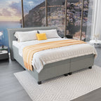 Mörgenn Boxspring Capri - Hoofdbord met bies - Pocketvering Boxen én Matrassen 80 x 200 Lichtgrijs - Mörgenn