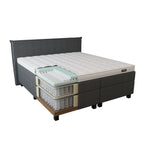 Mörgenn Boxspring Capri - Hoofdbord met bies - Pocketvering Boxen én Matrassen 80 x 200 Antraciet - Mörgenn