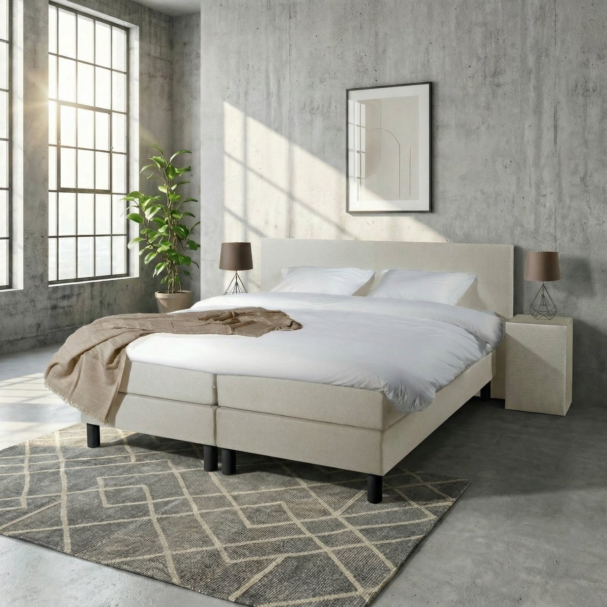 Mörgenn Boxspring Comforta - Pocketvering - Incl. Dekbed & Kussens 80 x 200 Beige - Mörgenn