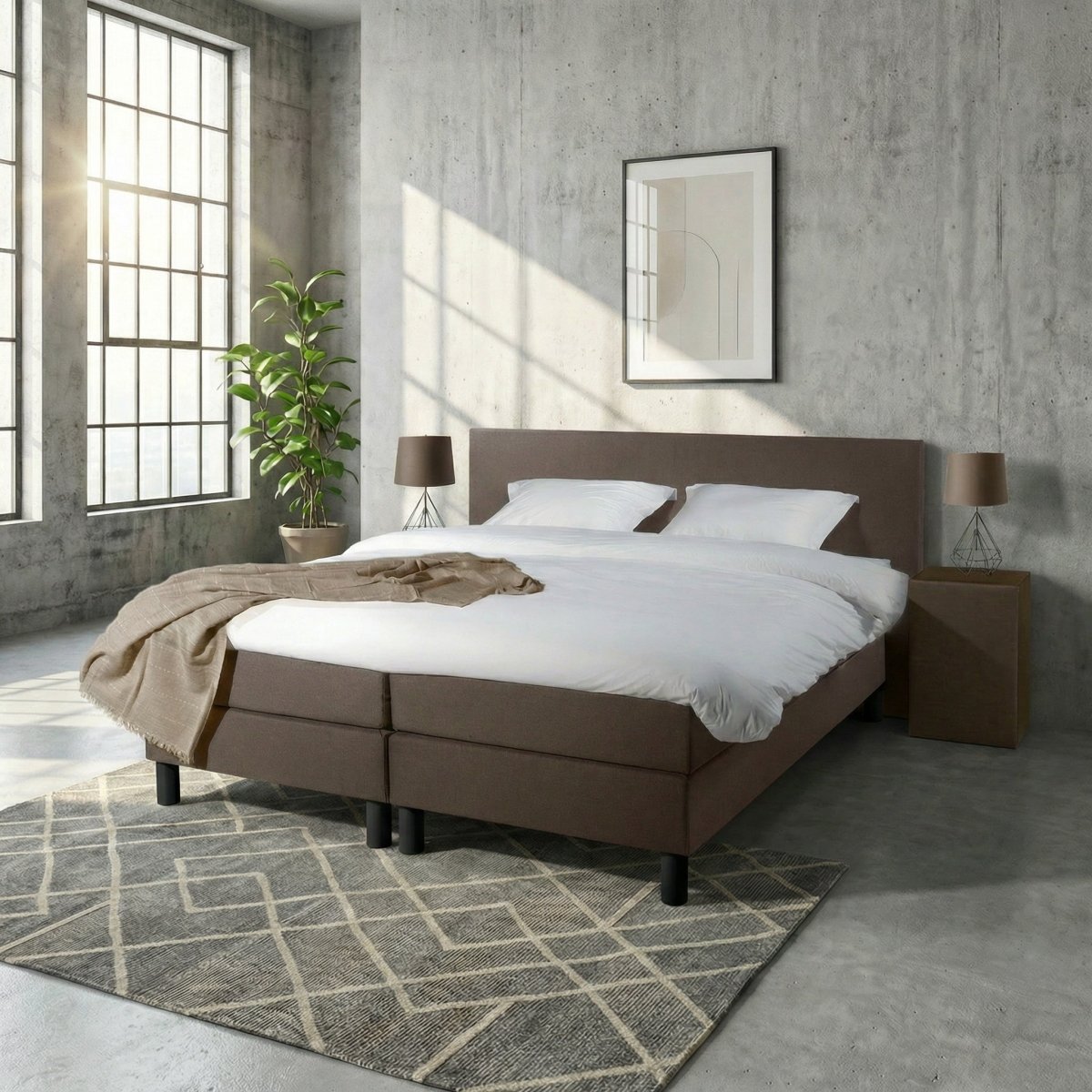 Mörgenn Boxspring Comforta - Pocketvering - Incl. Dekbed & Kussens 80 x 200 Bruin - Mörgenn