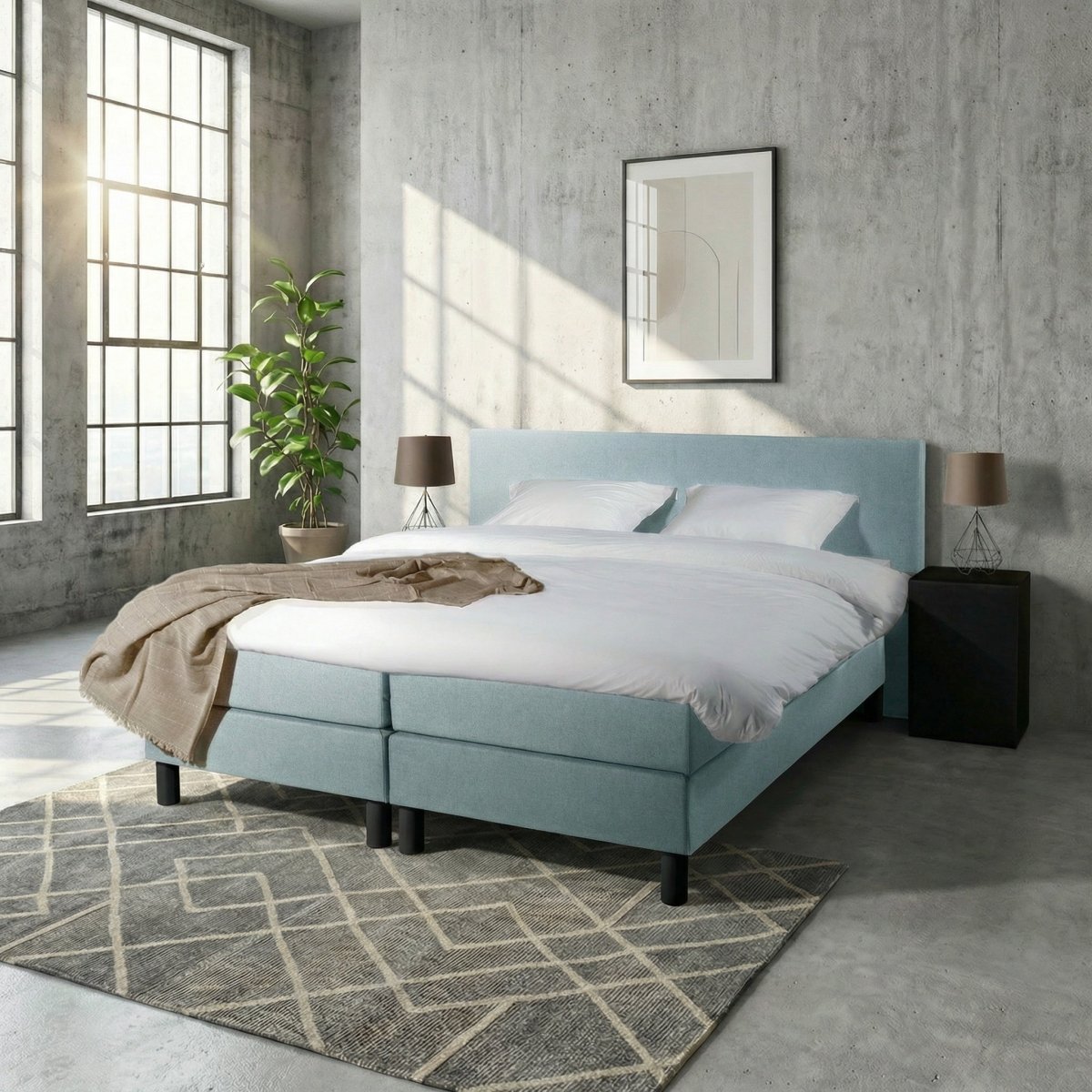 Mörgenn Boxspring Comforta - Pocketvering - Incl. Dekbed & Kussens 80 x 200 Lichtblauw - Mörgenn