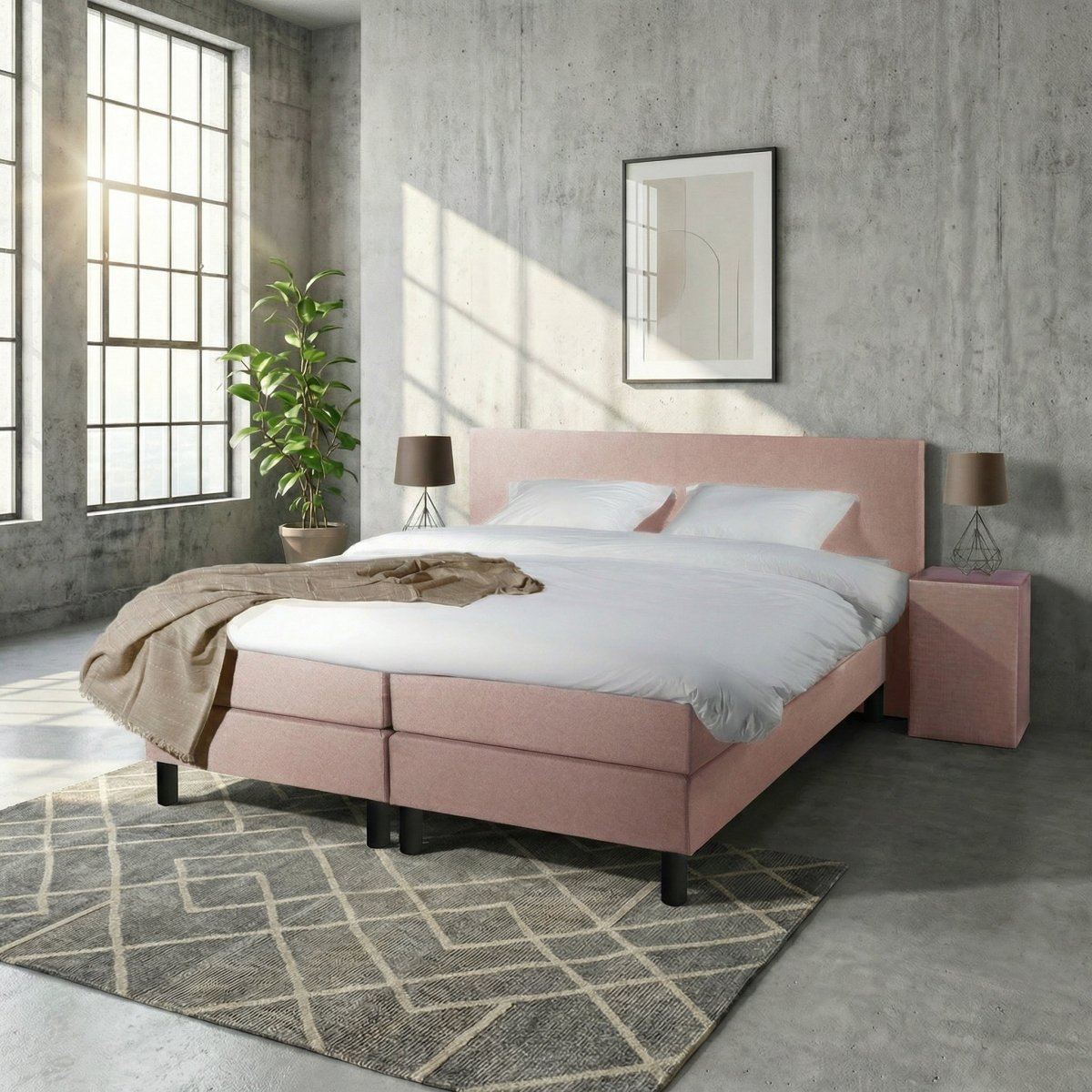 Mörgenn Boxspring Comforta - Pocketvering - Incl. Dekbed & Kussens 80 x 200 Oud Roze - Mörgenn
