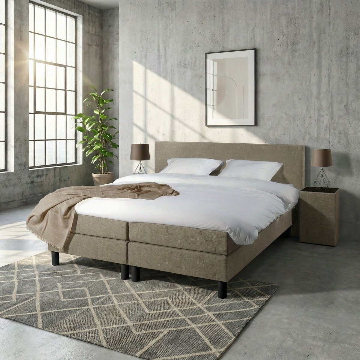 Mörgenn Boxspring Comforta - Pocketvering - Incl. Dekbed & Kussens 80 x 200 Taupe - Mörgenn