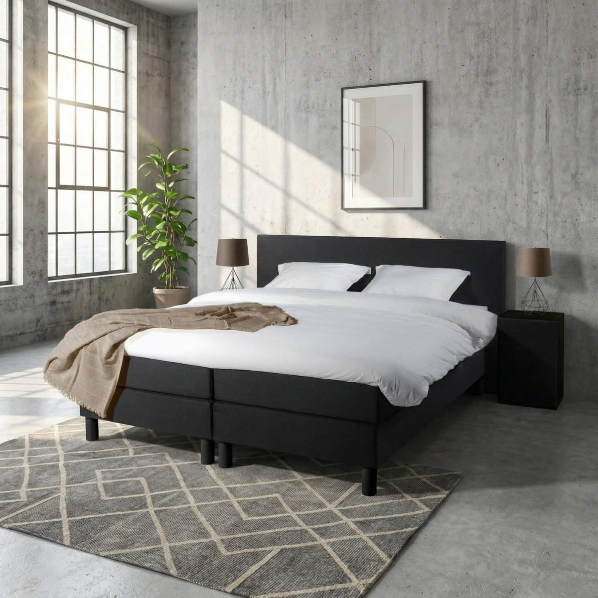 Mörgenn Boxspring Comforta - Pocketvering - Incl. Dekbed & Kussens 80 x 200 Zwart - Mörgenn