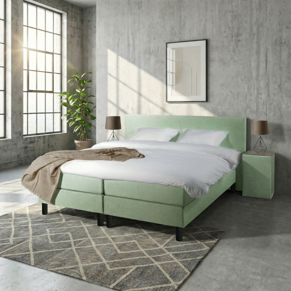 Mörgenn Boxspring Comforta - Pocketvering - Incl. Dekbed & Kussens 80 x 200 Groen - Mörgenn