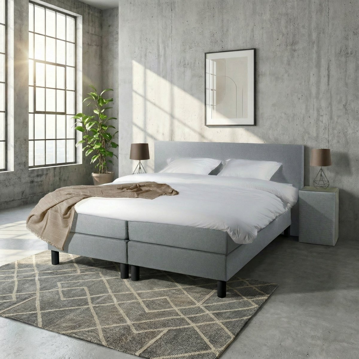 Mörgenn Boxspring Comforta - Pocketvering - Incl. Dekbed & Kussens 80 x 200 Lichtgrijs - Mörgenn