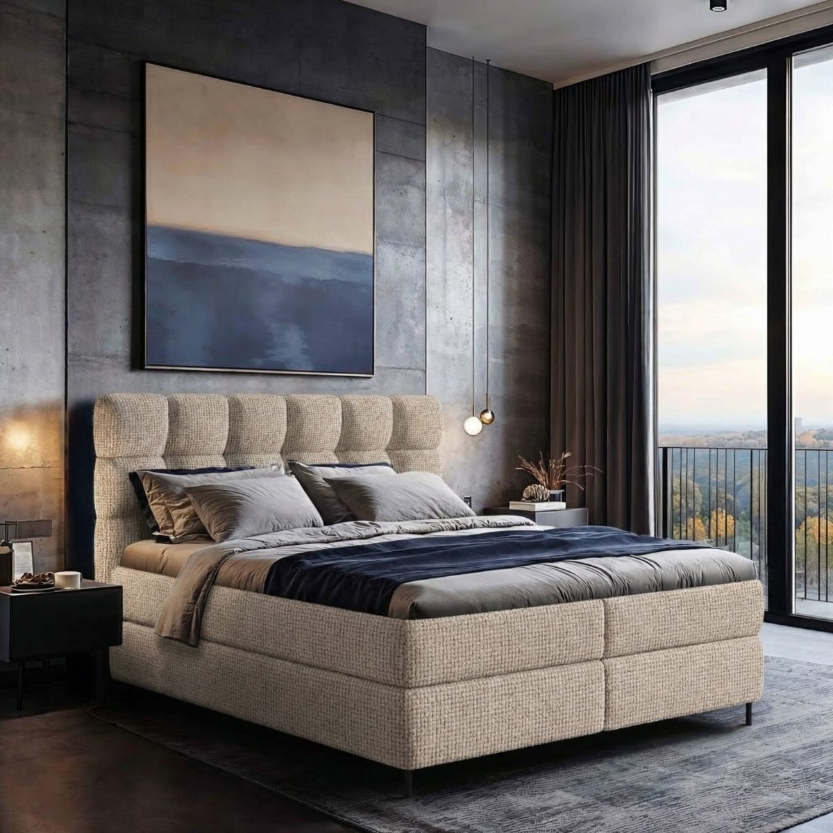 Mörgenn Boxspring Curve - Pocketvering - Inclusief Suprême topper 140x200 Beige 2 - Mörgenn