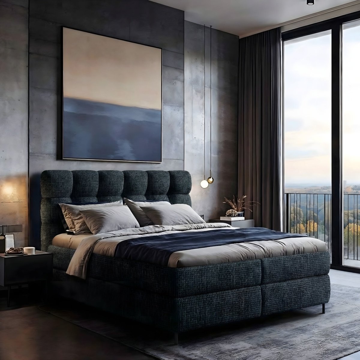 Mörgenn Boxspring Curve - Pocketvering - Inclusief Suprême topper 140x200 Antraciet 18 - Mörgenn