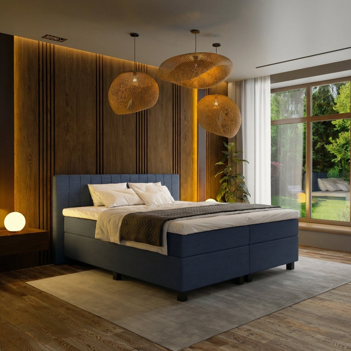 Mörgenn Boxspring Douze - Pocketvering + Dekbed en Kussens 80 x 200 Donkerblauw - Mörgenn