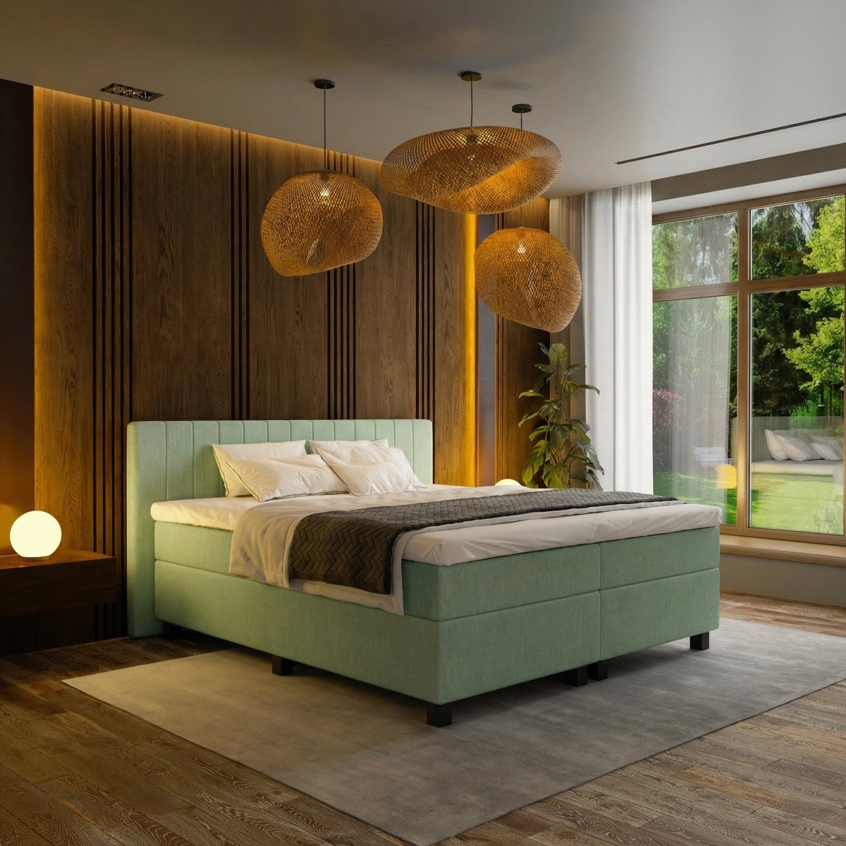 Mörgenn Boxspring Douze - Pocketvering + Dekbed en Kussens 80 x 200 Groen - Mörgenn