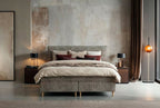 Mörgenn Boxspring Fjord met Luxe Hoofdbord met bies - Pocketvering Boxen én Matrassen 80 x 200 Taupe - Mörgenn