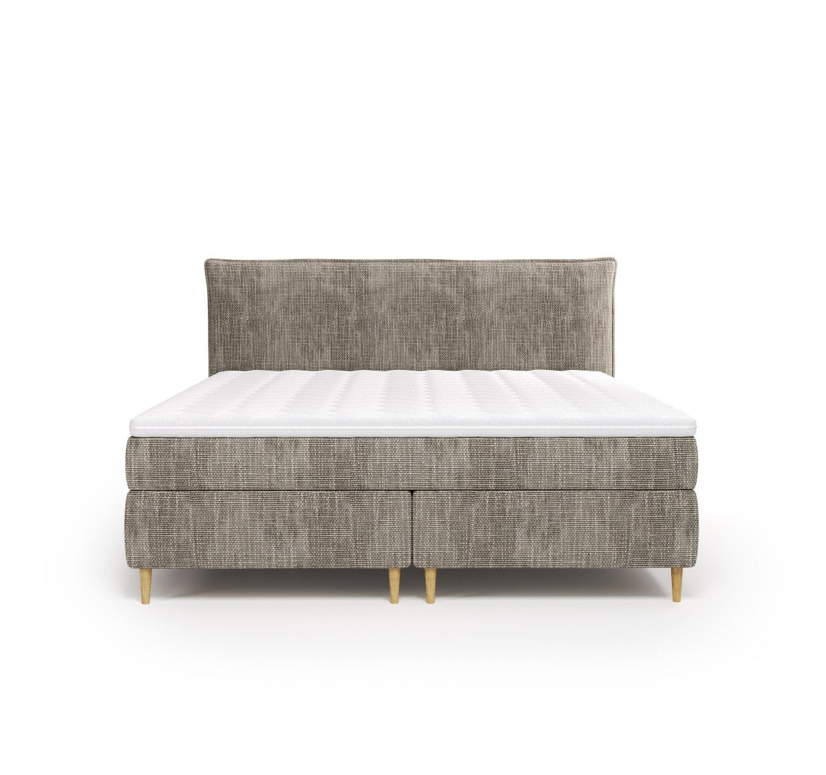 Mörgenn Boxspring Fjord met Luxe Hoofdbord met bies - Pocketvering Boxen én Matrassen 80 x 200 Taupe - Mörgenn
