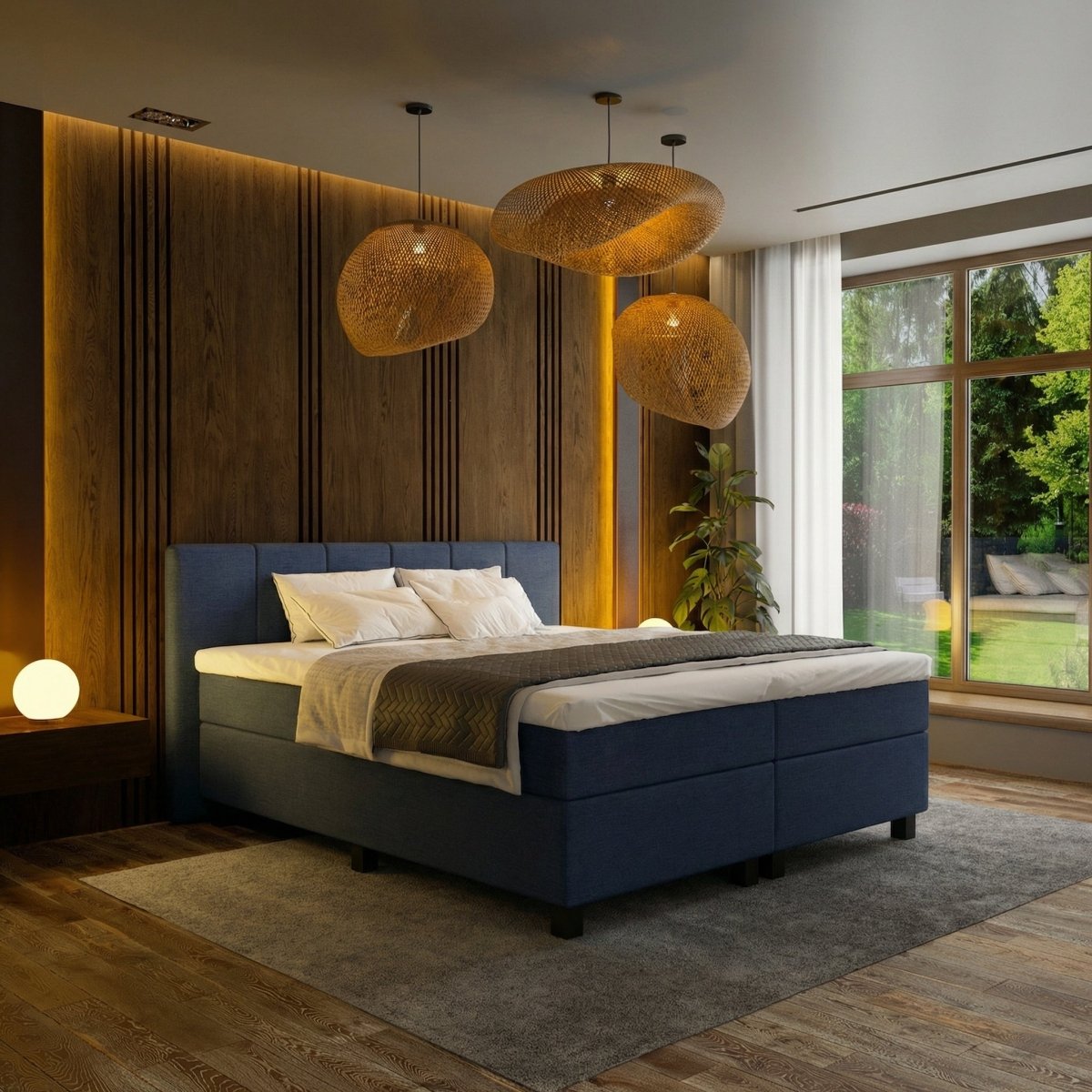 Mörgenn Boxspring Madrid - Pocketvering - Incl. Dekbed en Kussens 80 x 200 Donkerblauw - Mörgenn