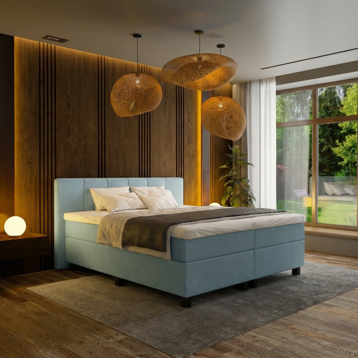 Mörgenn Boxspring Madrid - Pocketvering - Incl. Dekbed en Kussens 80 x 200 Lichtblauw - Mörgenn