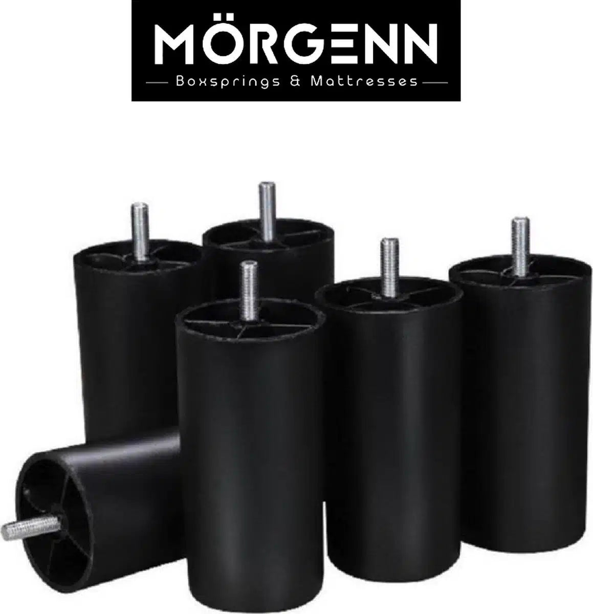 Mörgenn Boxspringpoot - Bedpoten - 12 cm - Rond - Zwart Set van 6 - Mörgenn