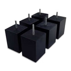 Mörgenn Boxspringpoot Zwart Vierkant - Blokploot - Meubelpoot - Bedpoot - M8 schroefdraad - Hout - 10 cm - Zwart - Set van 6 stuks Set van 6 - Mörgenn