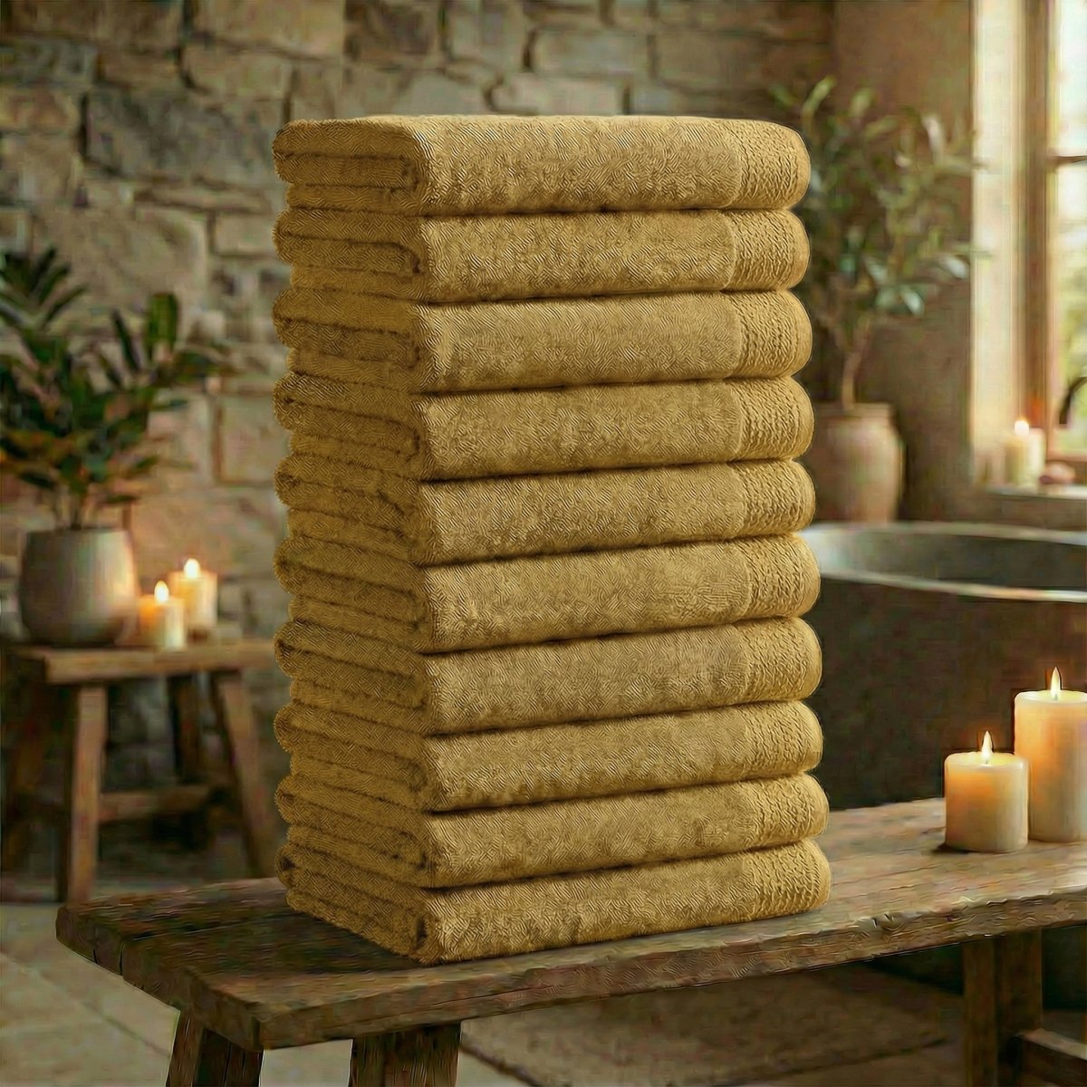 Mörgenn Deluxe Hotel Handdoeken - 70x140cm - 100% Katoen - 550gr/m2 - 10 stuks Ochre - Mörgenn