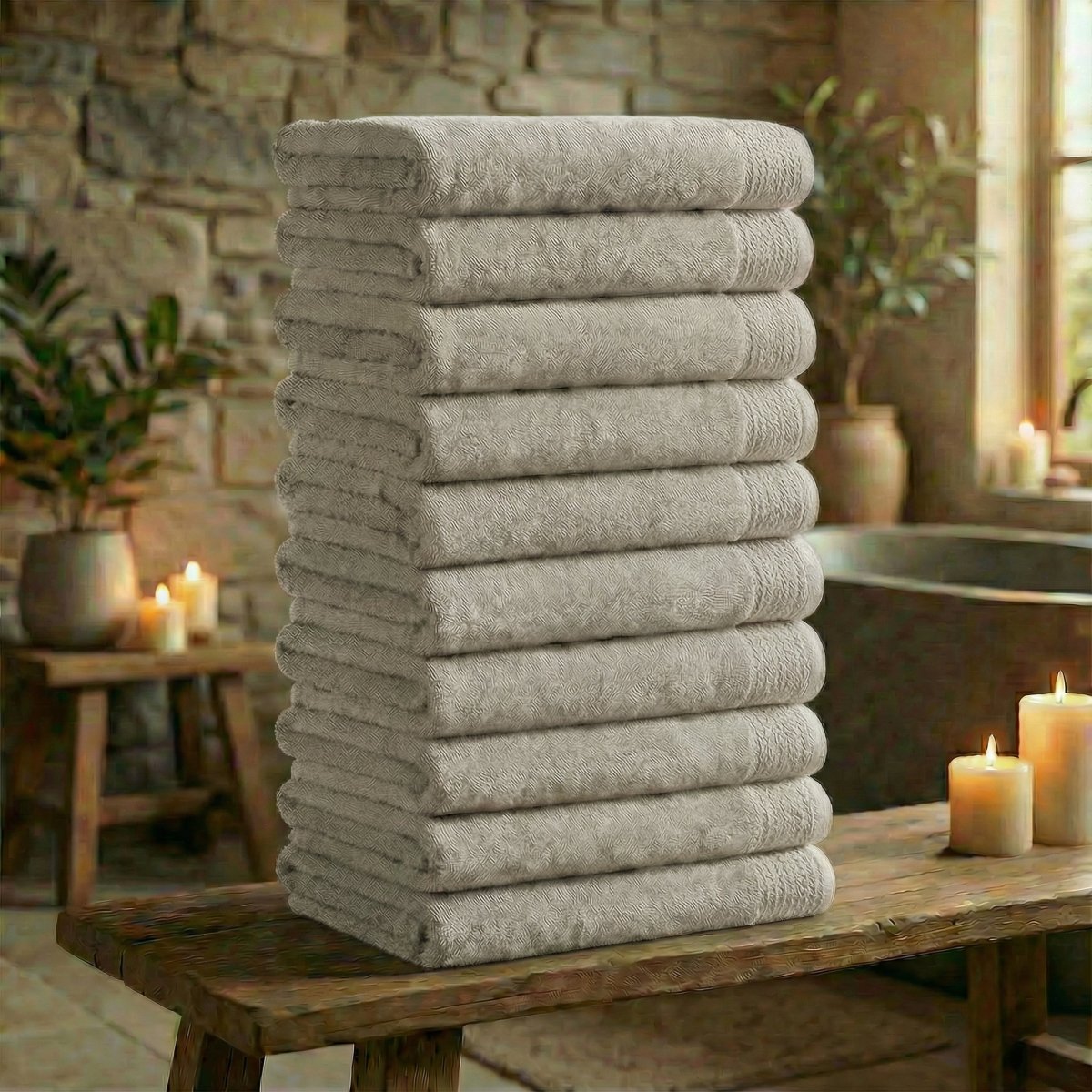 Mörgenn Deluxe Hotel Handdoeken - 70x140cm - 100% Katoen - 550gr/m2 - 10 stuks Sand - Mörgenn