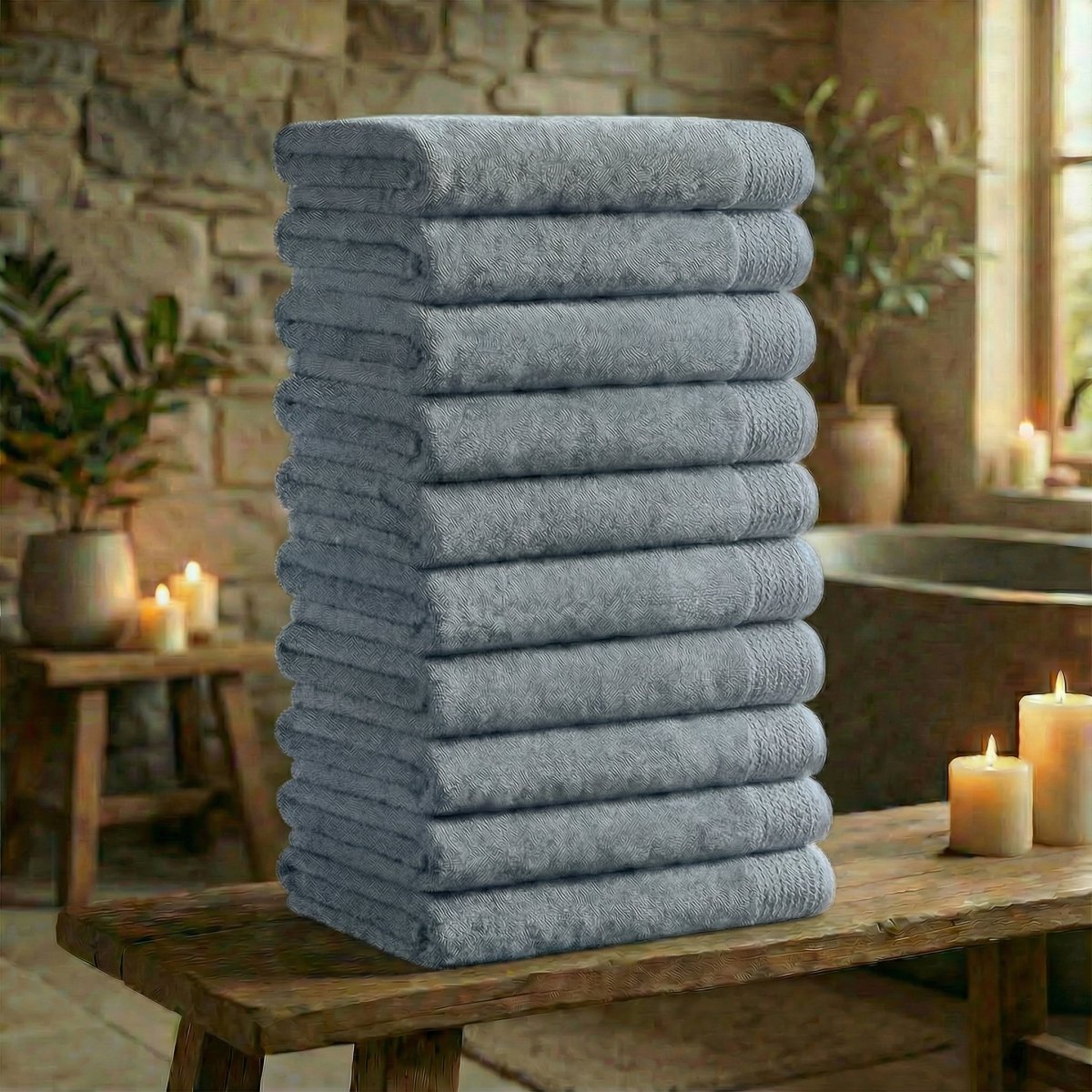 Mörgenn Deluxe Hotel Handdoeken - 70x140cm - 100% Katoen - 550gr/m2 - 10 stuks Silver Grey - Mörgenn