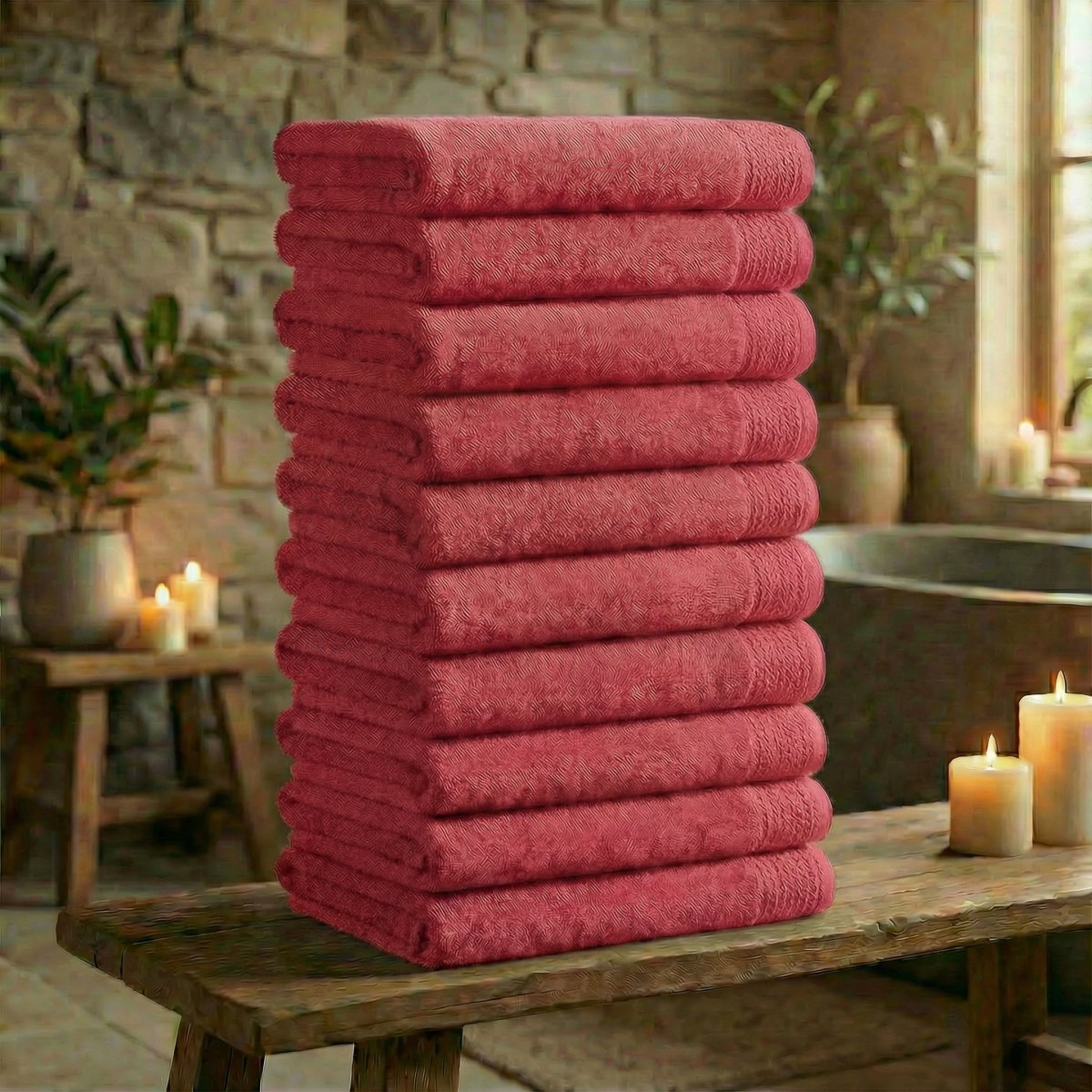 Mörgenn Deluxe Hotel Handdoeken - 70x140cm - 100% Katoen - 550gr/m2 - 10 stuks Rosé - Mörgenn