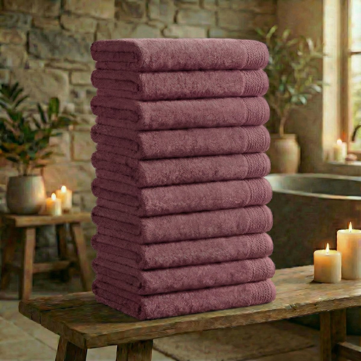 Mörgenn Deluxe Hotel Handdoeken - 70x140cm - 100% Katoen - 550gr/m2 - 10 stuks Mauve - Mörgenn
